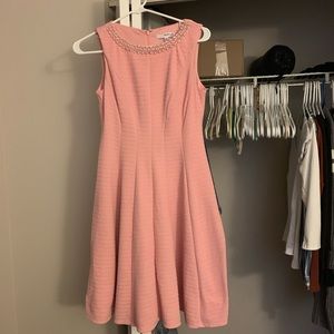 Studio One sleeveless pink dress with gem neckline